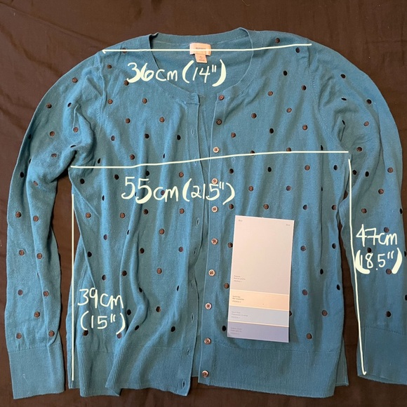 4?$20 | Old Navy Blue Cardigan with Embroidered Dots - Picture 5 of 6